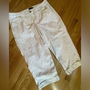 Bandolino Denim - Maddie White Cotton Capris Cuffed Bottom, Size 14